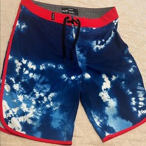 Hurley Red and Blue Tie-Dye Board Shorts